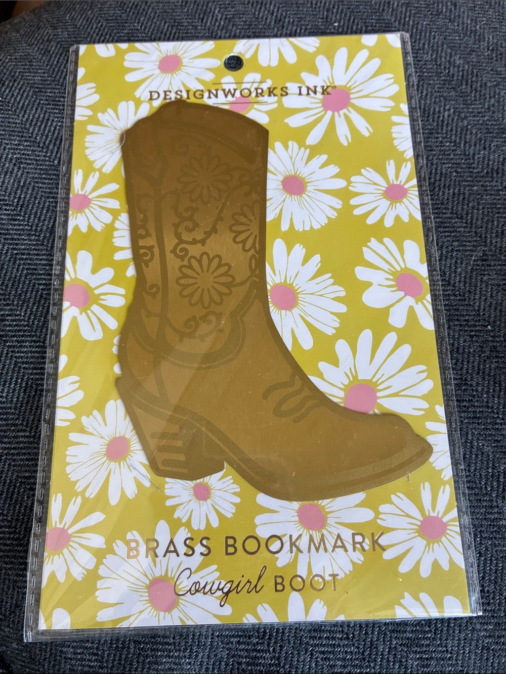 Large Brass Cowgitl boot Bookmark